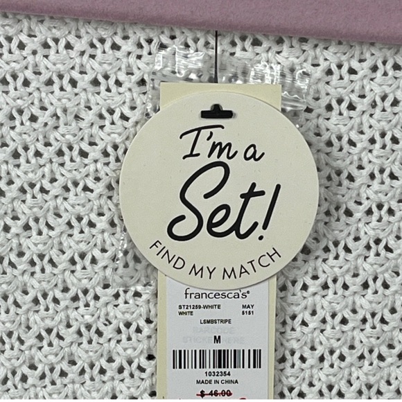 NWT Blue Rain Francesca's Jenn Striped Border Cardigan Knit Matching Set size M - Picture 7 of 9